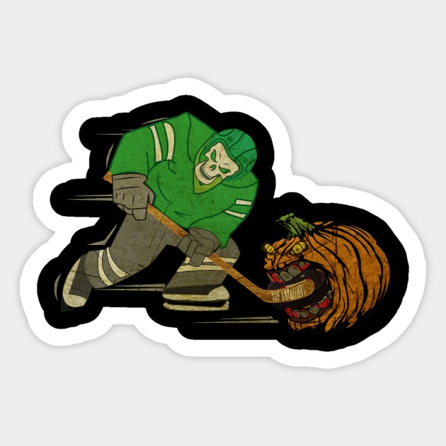 Skeleton Ice Hockey Pumpkin Sticker by SpacemanTees